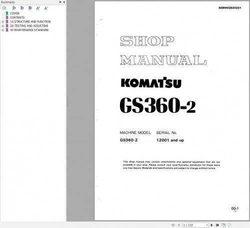 Komatsu Stabilizer GS360 2 Shop Manual SEBM02620201