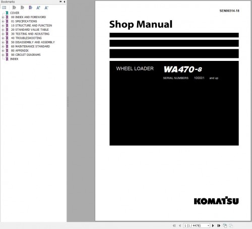 Komatsu Wheel Loader WA470 8 Shop Manual SEN06514 18
