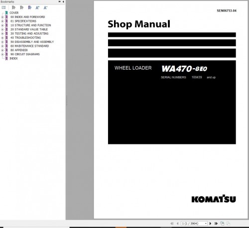 Komatsu Wheel Loader WA470 8E0 Shop Manual SEN06753 04