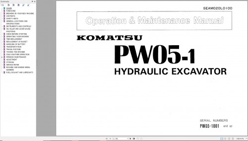 Komatsu Wheeled Excavator PW05 1 Operation Maintenance Manual SEAM020L0100