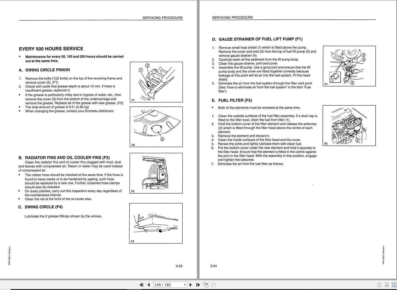 Komatsu Wheeled Excavator PW170-5K Operation Maintenance Manual ...