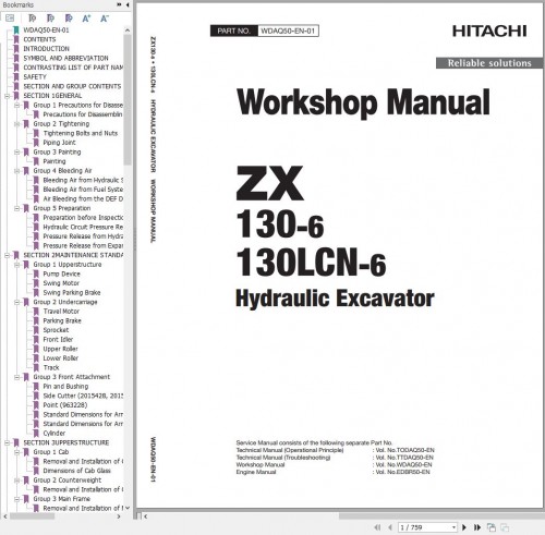 Hitachi Hydraulic Excavator ZX120 6 Technical Service Manual (1)