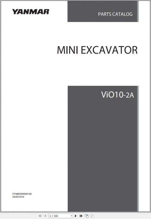 Yanmar Mini Excavator ViO10 2A Parts Catalog CP480ENMA00100001