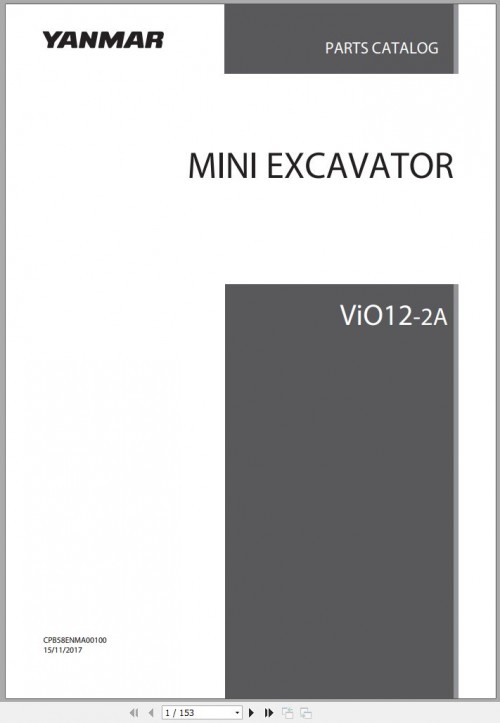 Yanmar Mini Excavator ViO12 2A Parts Catalog CPB58ENMA00100001