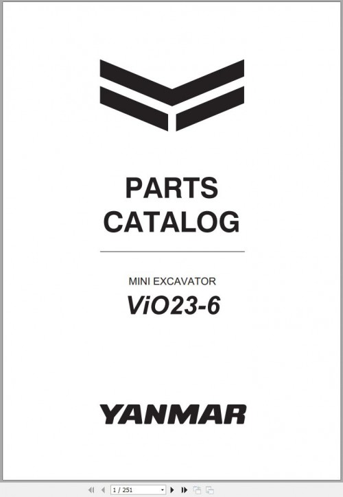 Yanmar Mini Excavator ViO23 6 Parts Catalog CPB57ENMA00100001
