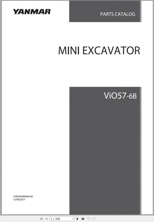 Yanmar Mini Excavator ViO57 6B Parts Catalog CPB35ENMA00100001