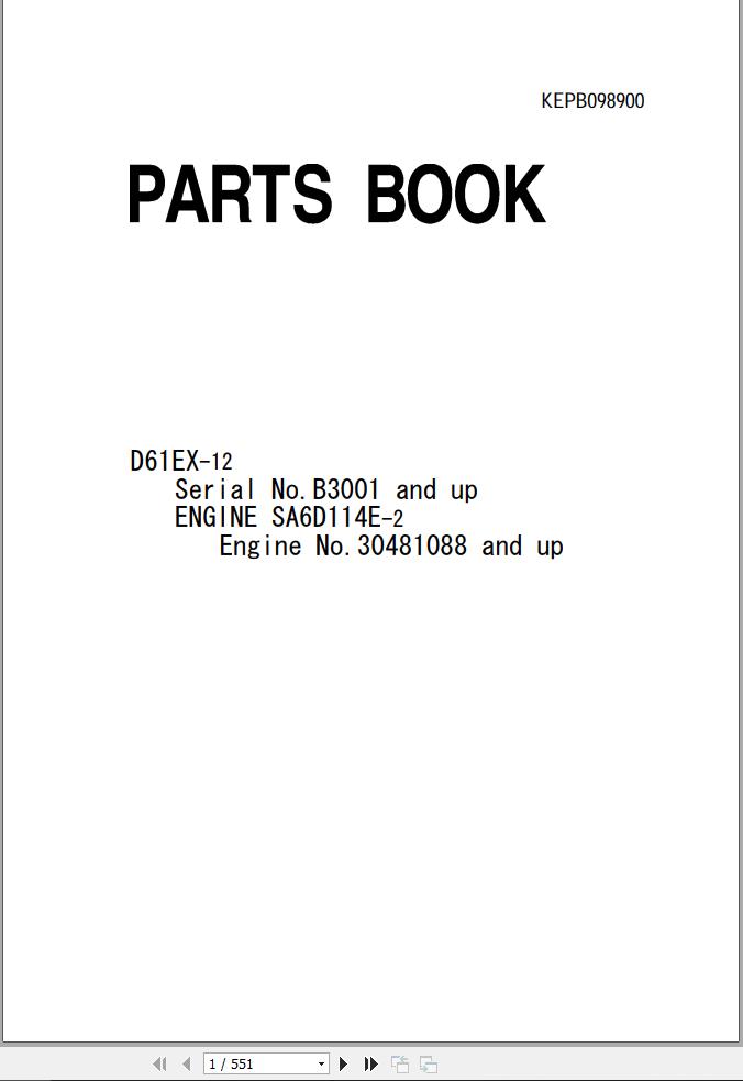 Komatsu Crawler Dozers D61EX-12 Part Book KEPB098900 | Auto Repair ...