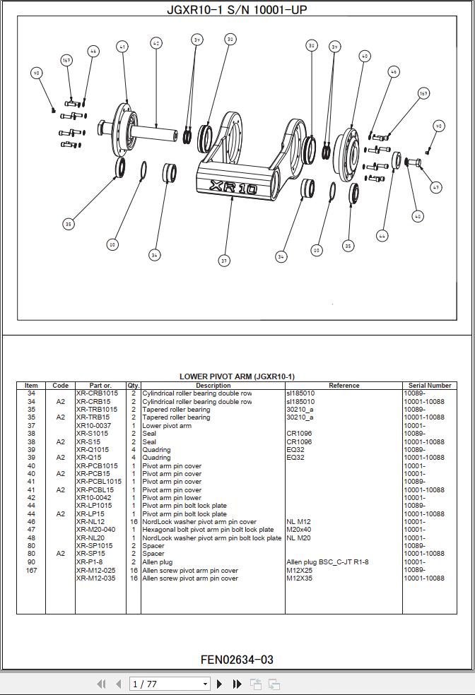 Komatsu Excavator JGXR10-1 Part Manual FEN02634-03 | Auto Repair Manual ...
