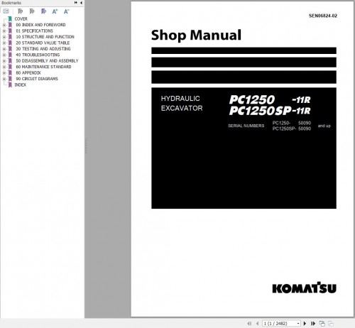 Komatsu Hydraulic Excavator PC1250 11R PC1250SP 11R Shop Manual SEN06824 02