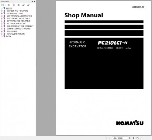 Komatsu Hydraulic Excavator PC210LCi 11 Shop Manual