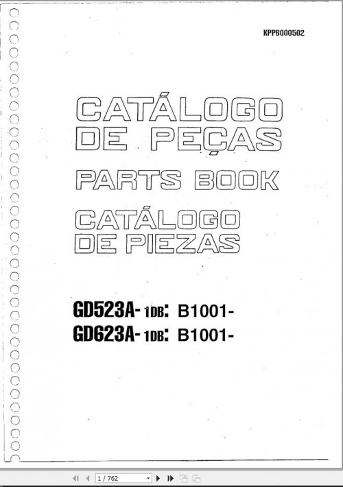Komatsu Motor Grader GD623A 1DB GD623A 1DB Part Book KPPB000502