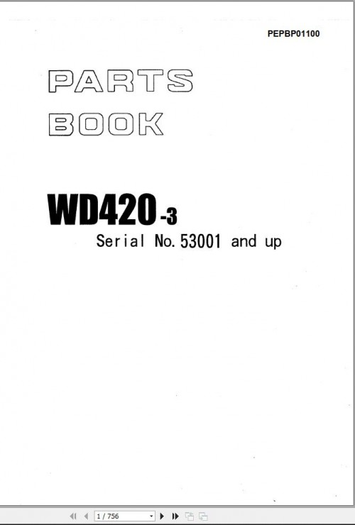 Komatsu Wheel Dozers WD420 3 Part Book PEPBP01100