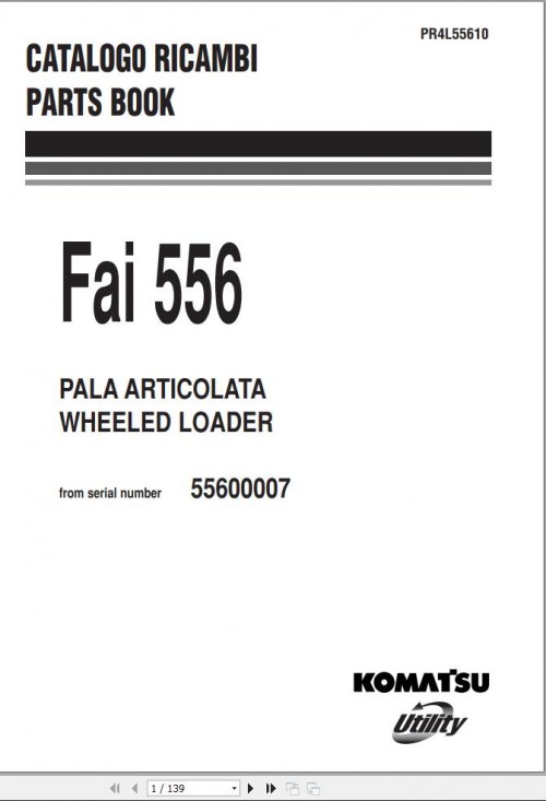 Komatsu Wheel Loader Fai 556 Part Book PR4L55610