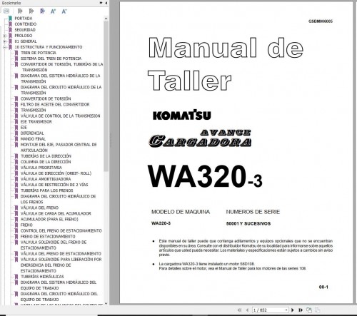 Komatsu Wheel Loader WA320 3 Shop Manual ES