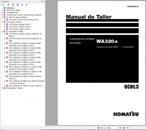 Komatsu Wheel Loader WA320 6 Shop Manual GSN03284 02 ES
