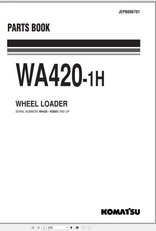 Komatsu Wheel Loader WA420 1H Part Book JEPB000701