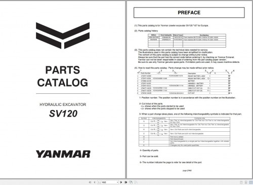 Yanmar Excavator SV120 Parts Catalog 5780400214