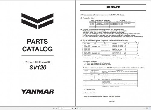 Yanmar Excavator SV120 Parts Catalog CPB65ENMA00200