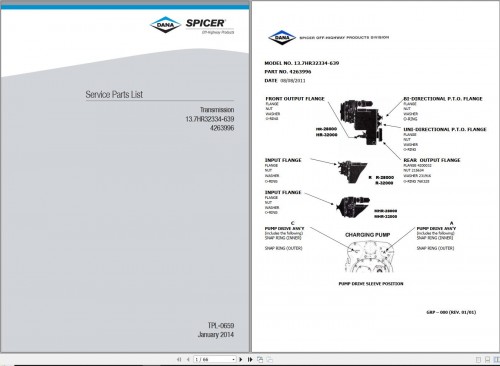 Dana Spicer Transmission 13.7HR32334 639 Service Parts Manual 4263996 (1)
