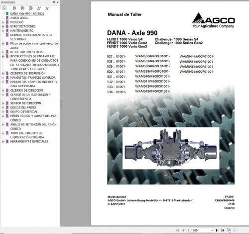 DANA Axle 990 Workshop Manual X990005554045 ES