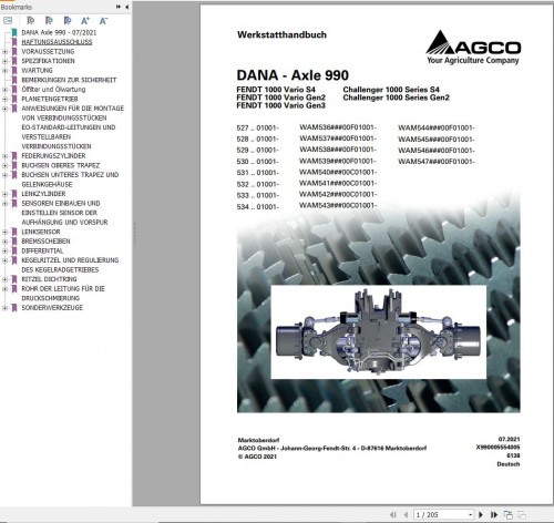 Dana Axle 990 Workshop Manual X990005554005 DE