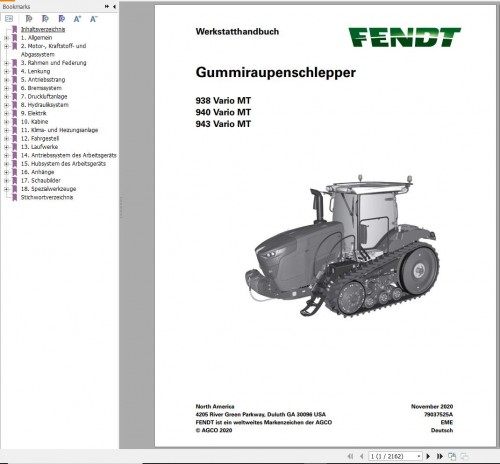 Fendt 938 940 943 Vario MT Workshop Manual 79037525A DE
