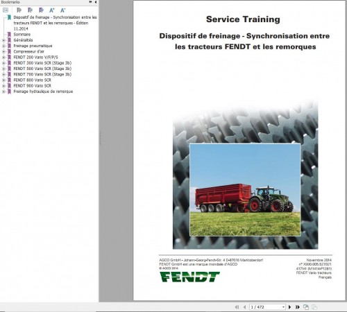 Fendt Braking Device Fendt Tractors And Trailers Service Training 4171 FR
