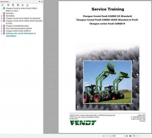 Fendt Cargo 3X 4X 5X R Service Training 4134 FR