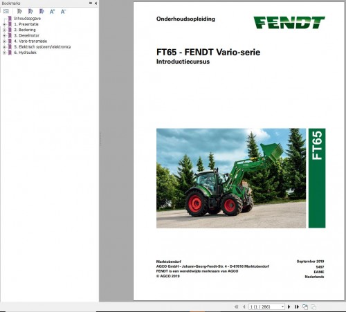 Fendt FT65 Vario Training Manual 5497 NL