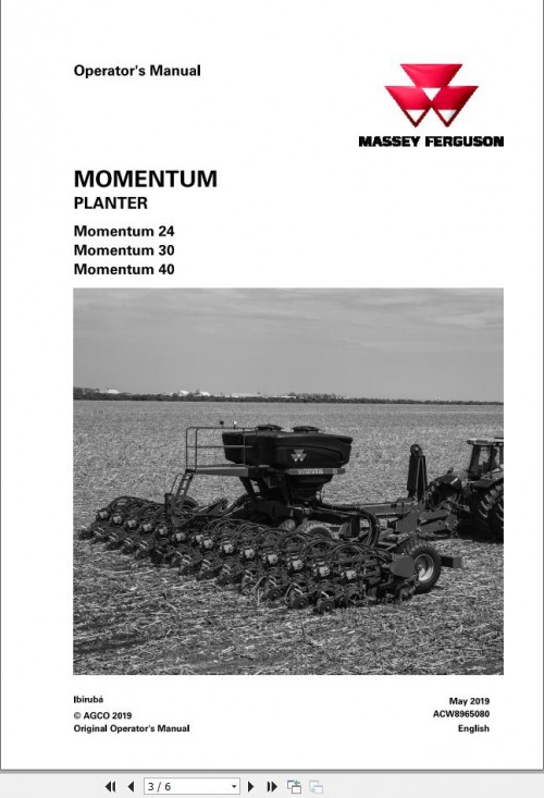 Massey Ferguson Planter Momentum 24 30 40 Operator Manual ACW8965080 1