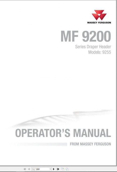 Massey Ferguson Tractor 9255 Operator Manual 71483066A 1