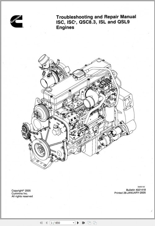 Cummins Engine QSC8.3 QSL9 Tier 3 Troubleshooting Repair Manual