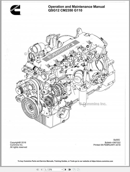 Cummins Engine QSG12 CM2350 G110 Operation Maintenance Manual