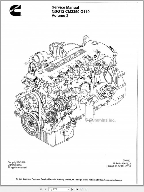 Cummins Engine QSG12 CM2350 G110 Service Manual Volume 2