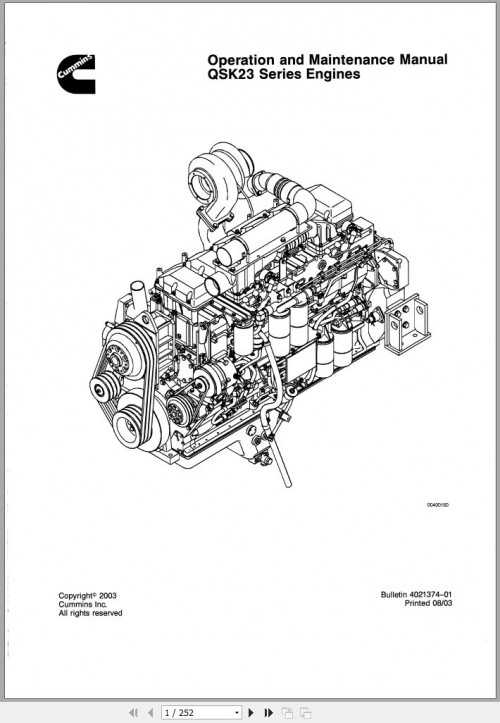 Cummins Engine QSK23 Series Operation Maintenance Manual