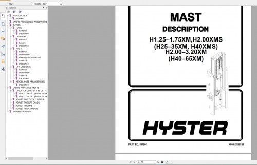 Hyster Forklift Class 5 Updated 12.2023 Internal Combustion Engine Trucks Service Repair Manuals (9)