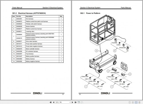 Dingli Scissor Lifts JCPT0608DCH JCP0708DCH Parts Manual SM012220117 1