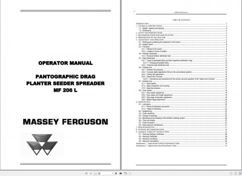 Massey Ferguson Agricultural MF206L Operator Manual 1