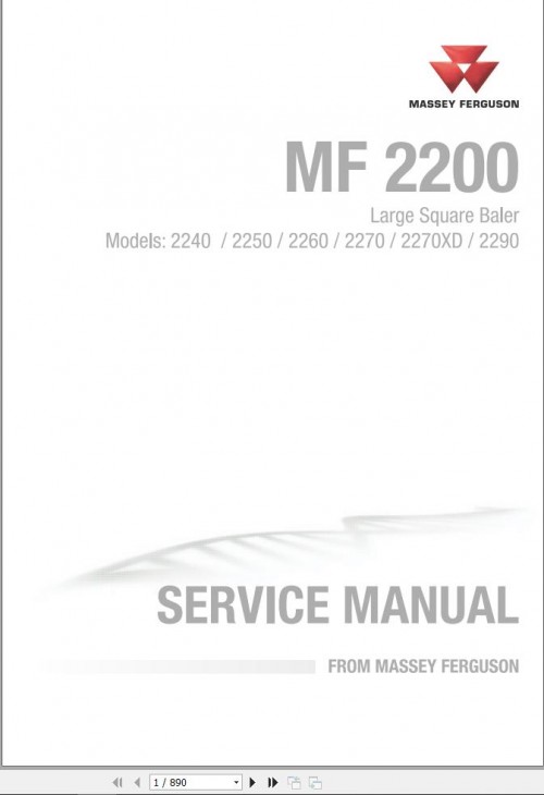 Massey Ferguson Large Square Baler MF2240 Series Service Manual 4283515M2 1