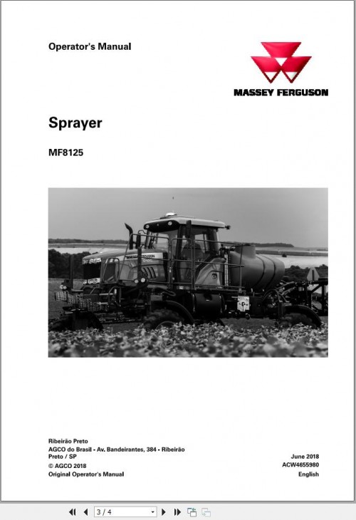 Massey Ferguson Sprayer MF8125 Operator Manual AWC4655980 1