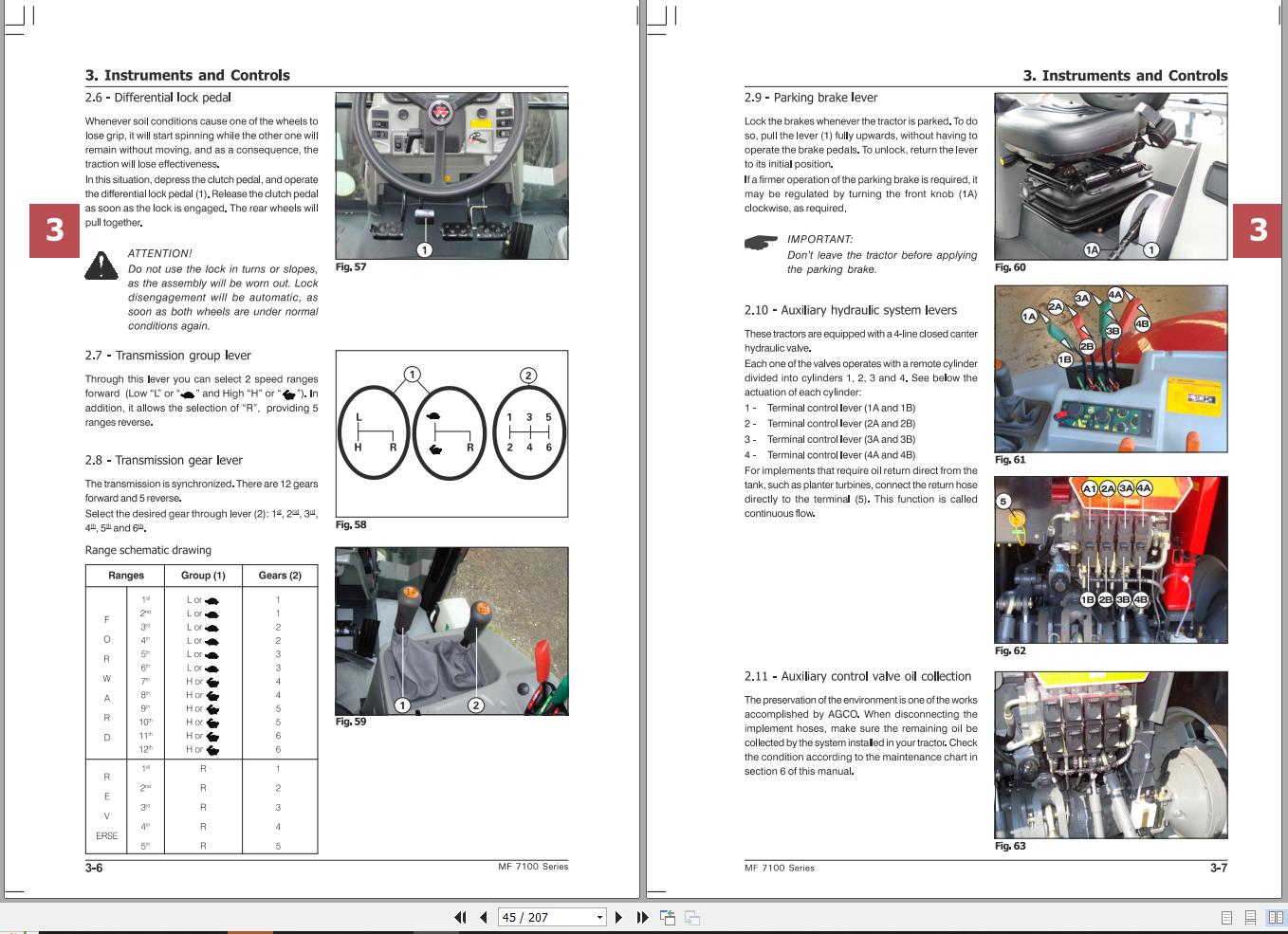 Massey Ferguson Tractor MF7100 Series Operator Manual 6287050M1 | Auto ...