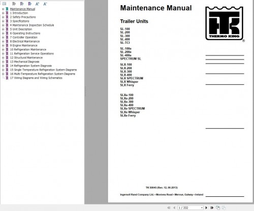 Thermo King Refrigerator SL 100 to SLXe Ferry Maintenance Manual (1)