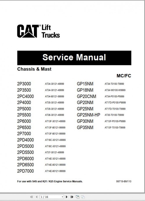 CAT Lift Truck 2PD6500 Service Manual