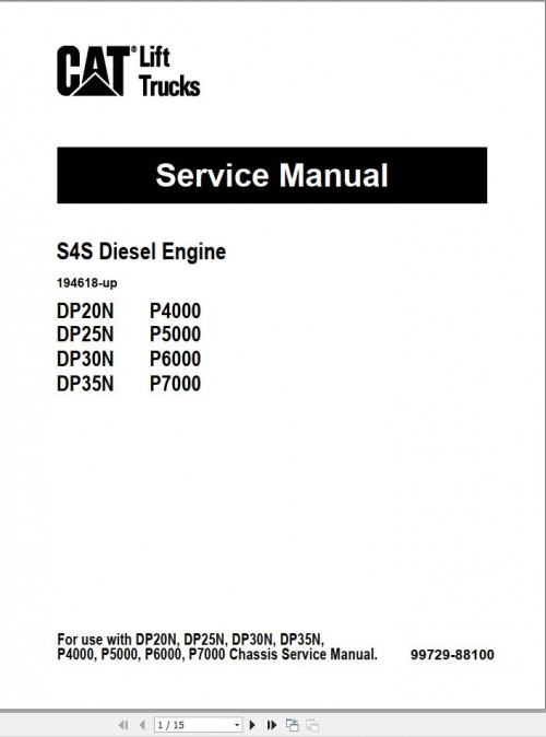 CAT Lift Truck 2PD7000 Service Manual 1