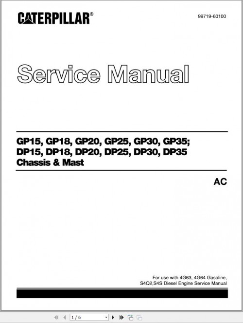 CAT Lift Truck DP15FC Service Manual