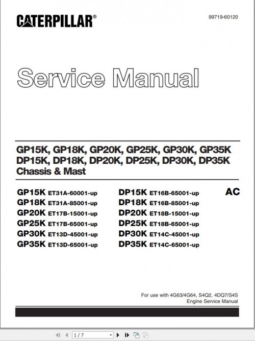 CAT Lift Truck DP15K FC Service Manual