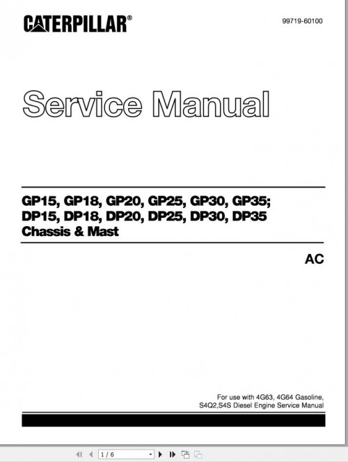CAT Lift Truck DP18 FC Service Manual