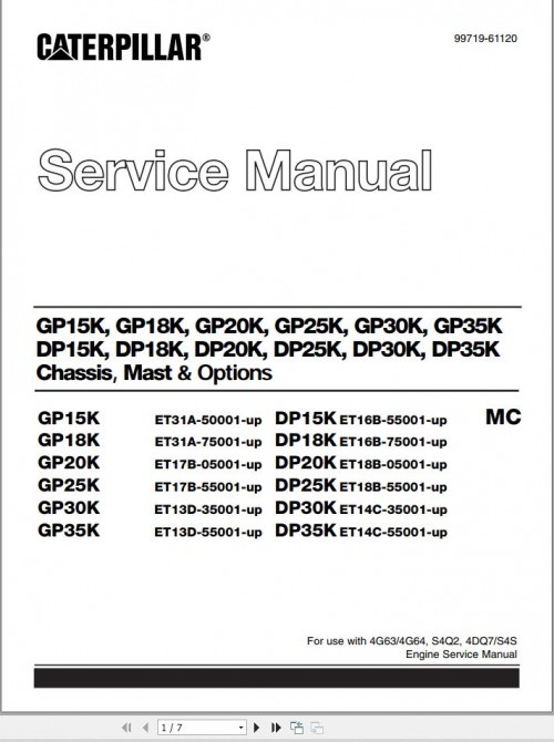 CAT Lift Truck DP18K MC Service Manual