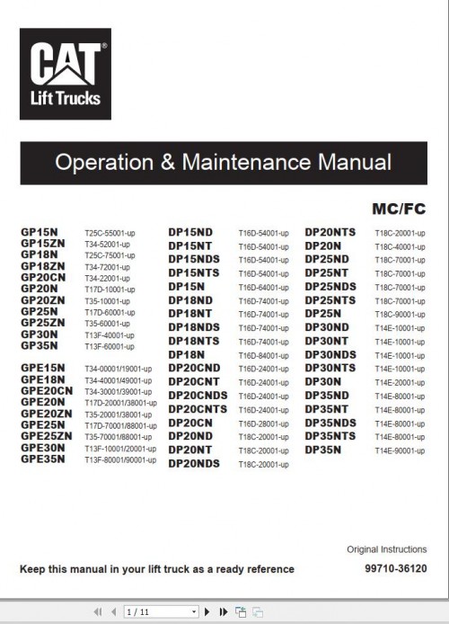 CAT Lift Truck DP18NDs Service Operation Maintenance Manual 1