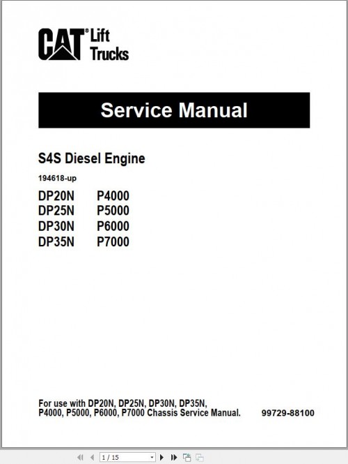 CAT Lift Truck DP20NT Service Operation Maintenance Manual 2